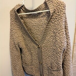 Cozy Chunky Knit Button-Up Cardigan - Taupe
